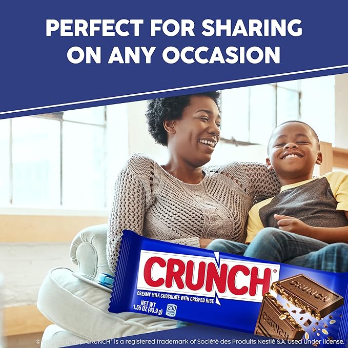 CRUNCH Candy Bar Creamy Milk Chocolate with Crunchy Crisped Rice Share Pack 18 Count 2.7 oz Each