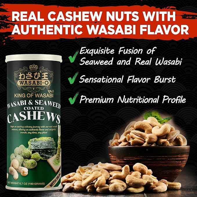 WASABI-O Cashews (6.7 Ounce (Pack of 1) Authentic Wasabi and Seaweed)
