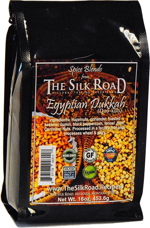Egyptian Dukkah Spice Blend from The Silk Road Restaurant &amp Market 1lb (16oz) No Salt | All Natural Dukkah Seasoning | Vegan | Gluten Free Ingredients | NON-GMO | No Preservatives