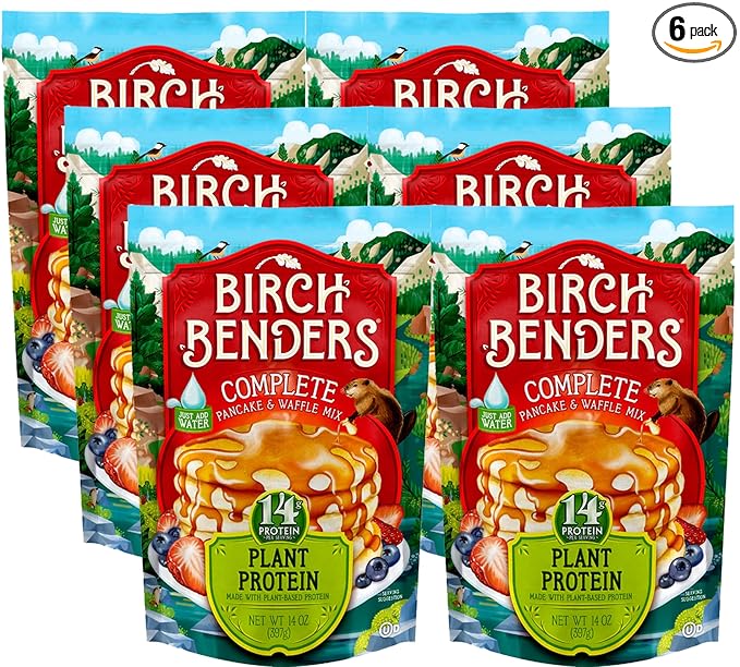 Birch Benders Pancake &amp Waffle Plant Protein 14 Oz (Pack of 6)