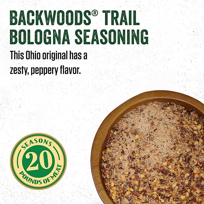 LEM Products Backwoods Trail Bologna Cured Sausage Seasoning Kit Ideal for Wild Game and Domestic Meat Seasons Up to 20 Pounds of Meat 15.2 Ounce Package with Pre-Measured Cure Packet Included