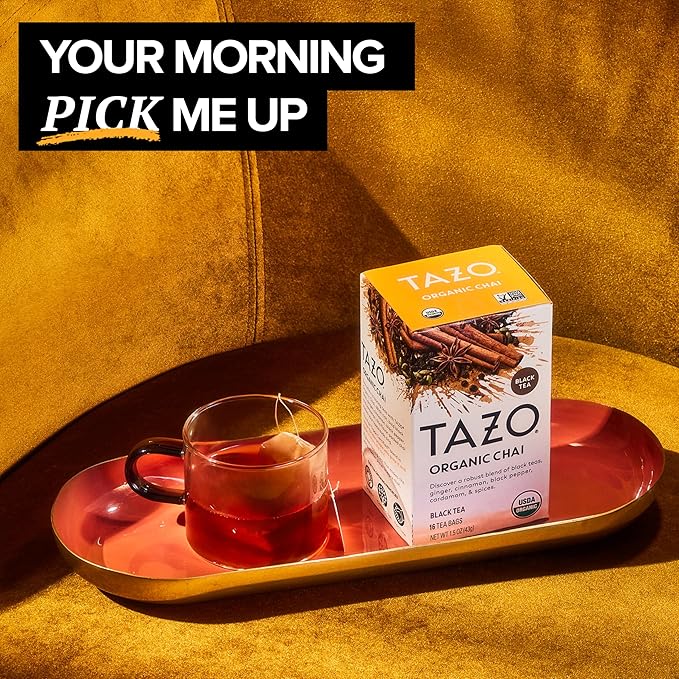 TAZO Tea Bags Regenerative Organic: Chai Black Tea Awake English Breakfast Black Tea &amp Earl Grey Tea 16 CT (2ea) (Variety Pack)