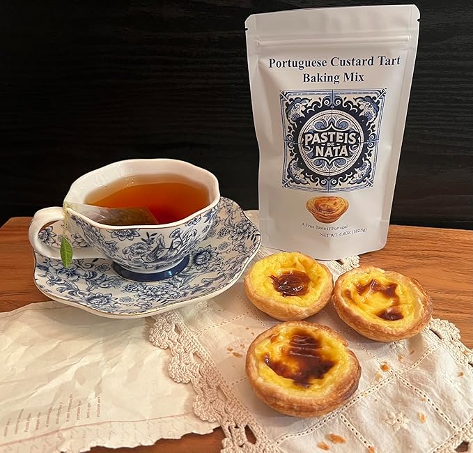Pasteis de Nata Portuguese Custard Tart Baking Kit 12 Reusable Molds Premium Mix with Instructions