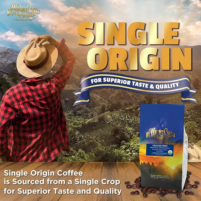 Mt. Whitney Organic Shade Grown Low Acid Coffee from Peru (Whole Bean 5 Lb)