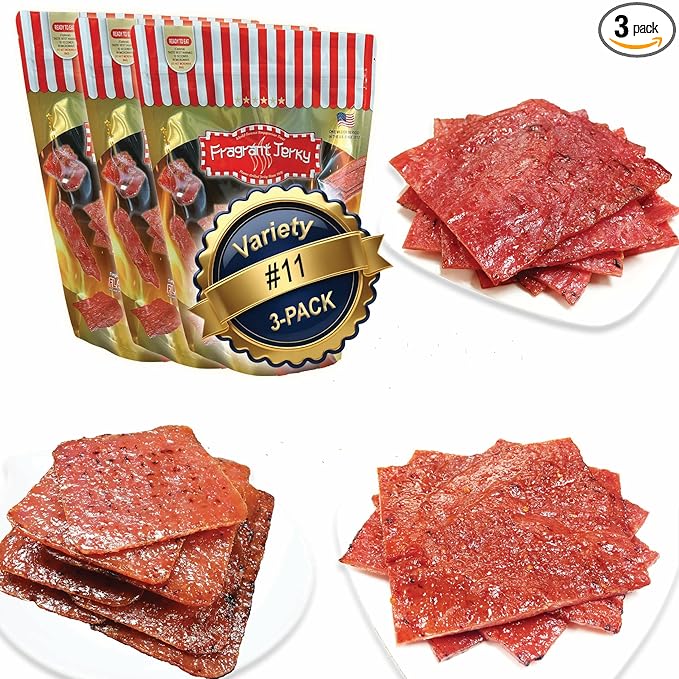 VP#11 ALL PORK JERKY - MIXED FLAVORS (Original tender-Pork 4oz Spicy Pork each 4 oz) *Fresh Grilled to Order *Shipped the Same Day *L.A. Times Handmade Gift Winner