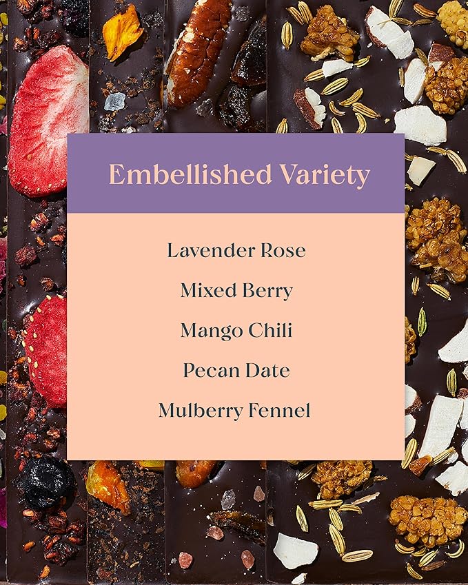 Spring &amp Mulberry Date-Sweetened Chocolate – 5-Bar Hand-Topped Variety Pack Flavors with Fruits Nuts Spices &amp Essential Oils for the Perfect Treat
