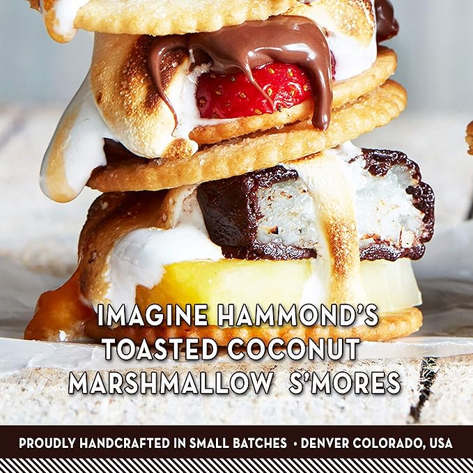 Hammond’s Candies Gourmet Marshmallows – Toasted Coconut | Great for Snacking Hot Chocolate S’mores Baking | Gluten-Free Kosher Handcrafted in the USA | 2 Pack