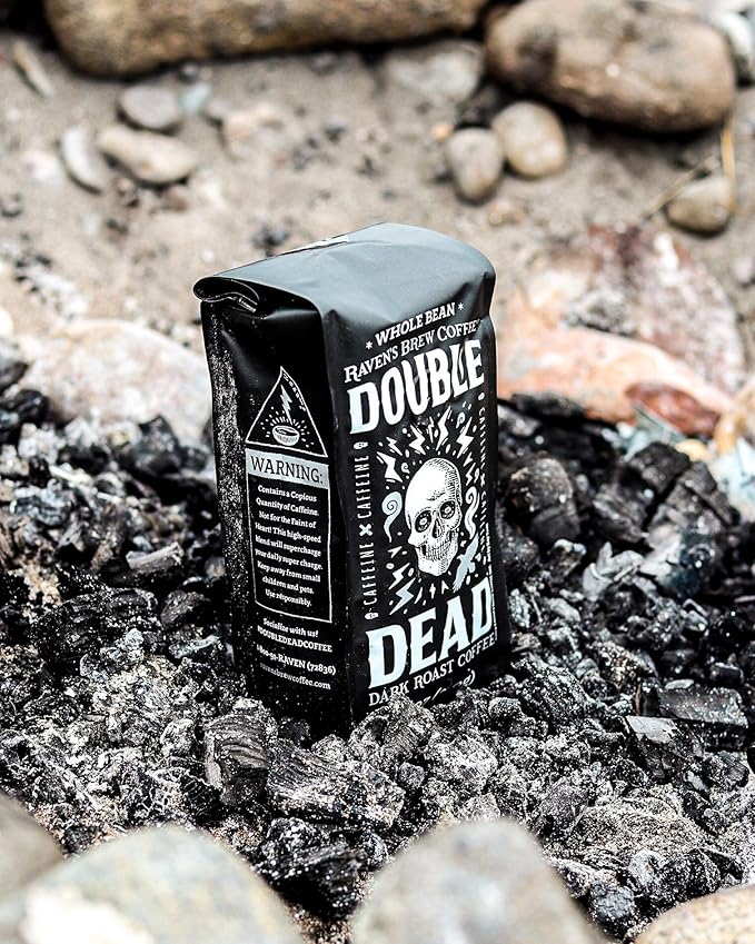Raven's Brew Coffee High Caffeine Coffee Dark Roast Whole Bean – Double Dead 2-pack of 12oz