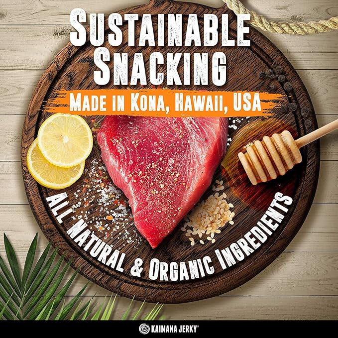 Kaimana Jerky Ahi Tuna Sampler Bundle - All Natural &amp Wild Caught Tuna Jerky. Made in USA. 9g Protein &amp Good Source Of Omega-3's (10 pack 0.50 oz)