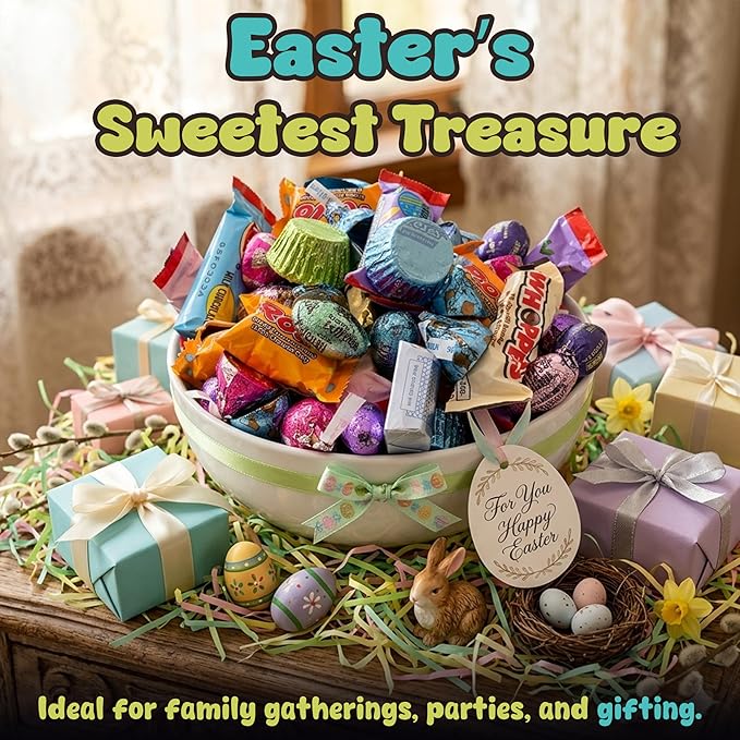 Easter Candy Mix - 4LB Ultimate Spring Assortment of Sweets &amp Chocolates | Ideal for Easter Baskets Egg Hunts Spring Celebrations Pastel Candy Mix and Seasonal Gifts