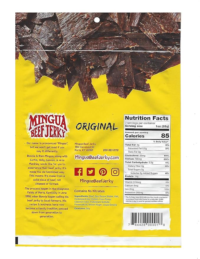 Mingua Mild Beef Jerky - Three 7oz Bags