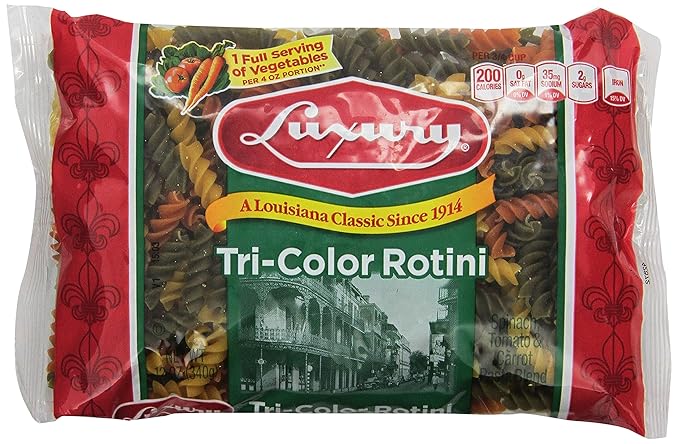 Luxury Tri-Colored Rotini Pasta 12-Pack (12 oz Each) – Vibrant Spiral Pasta for Salads Bakes &amp Sauces