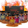 SALDVA Gift Selection of Premium BBQ Seasonings - Holy Cow Angel’s Wings Smoky Pig Sweet Texas Steak King &amp Adam's Ribs BBQ Rubs | Pack of 6 | 100% Natural | Spice Gift For Foodie