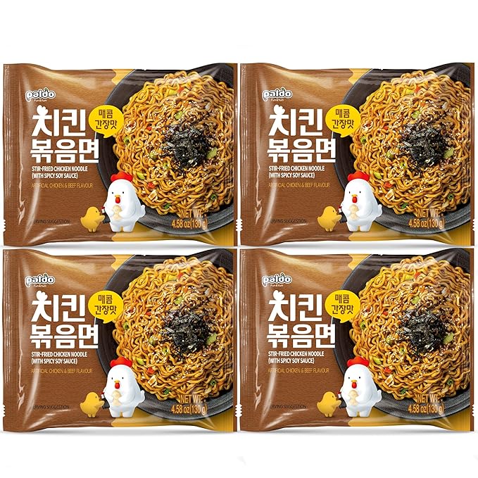 Paldo Stir Fried Chicken Flavour Instant Noodles 130 g 4.58oz (Pack of 4)