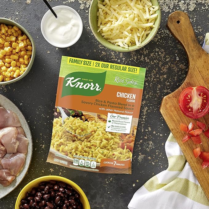 Knorr Rice Sides For a Delicious Easy Meal Chicken Long Grain Rice &amp Vermicelli Pasta Blend No Artificial Flavors 11.4 oz 7 Count