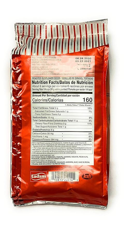 Tadim Salted Sunflower Seeds 12 oz Pack of 4 From Germany