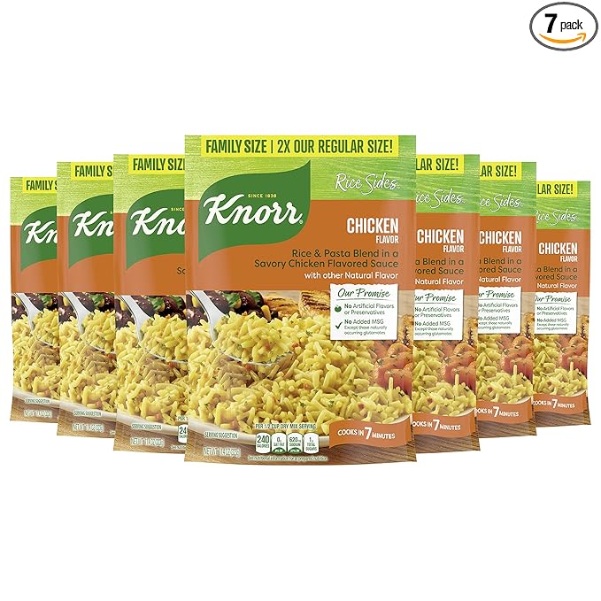 Knorr Rice Sides For a Delicious Easy Meal Chicken Long Grain Rice &amp Vermicelli Pasta Blend No Artificial Flavors 11.4 oz 7 Count