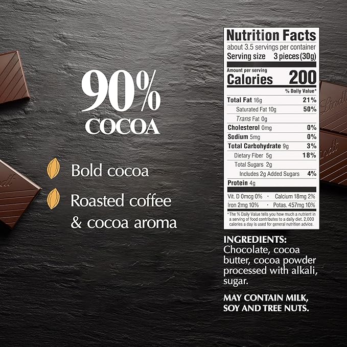 Lindt EXCELLENCE 90% Cocoa Dark Chocolate Candy Bar Dark Chocolate 3.5 oz. Bar