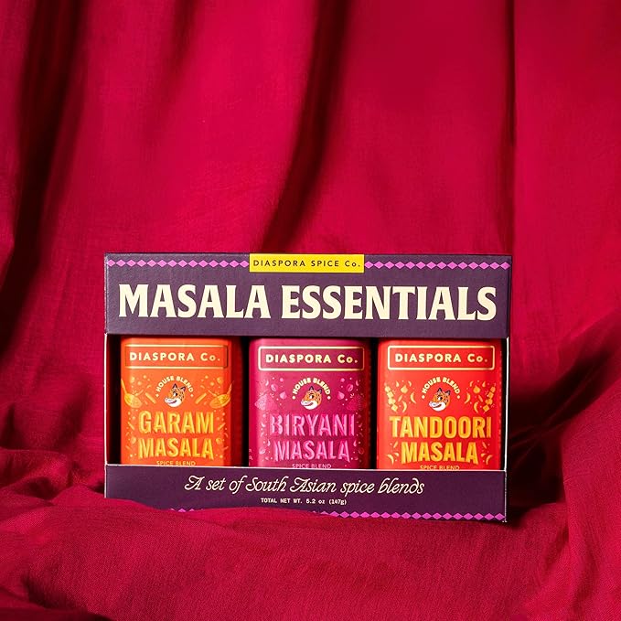 Diaspora Co. Masala Essentials Spice Gift Set – Garam Masala Tandoori Masala &amp Biryani Masala – Authentic Indian Spice Blends for Cooking Curry &amp Marinades – Fresh Single-Origin Spices