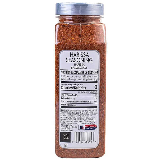 McCormick Culinary Harissa Seasoning 19.5 oz (Pack of 6) - Six 19.5 Ounce Containers of Harissa Seasoning Blend Adds North African Flavor to Beef Chicken Lamb Hummus Wings and More