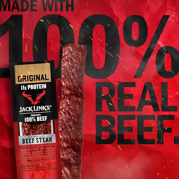 Jack Link’s Premium Cuts Beef Steak Original 1 oz. 12 Count – Great Protein Snack 11g of Protein and 1g of Carbs per Serving Premium Beef