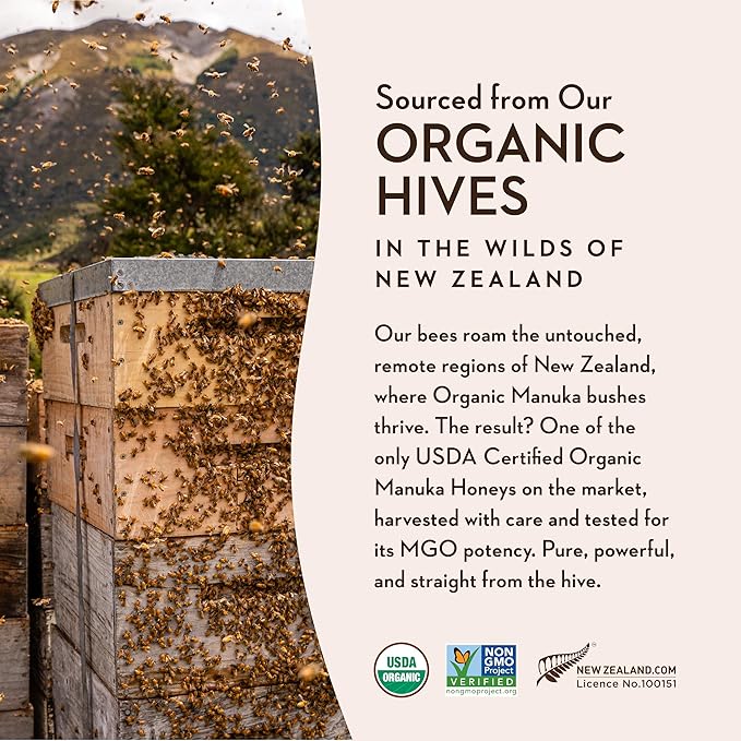 Wedderspoon Organic Raw Manuka Honey 50+ MGO 8.8 Oz Unpasteurized New Zealand Honey Non-GMO BPA-Free Jar Superfood &amp Natural Wellness Support