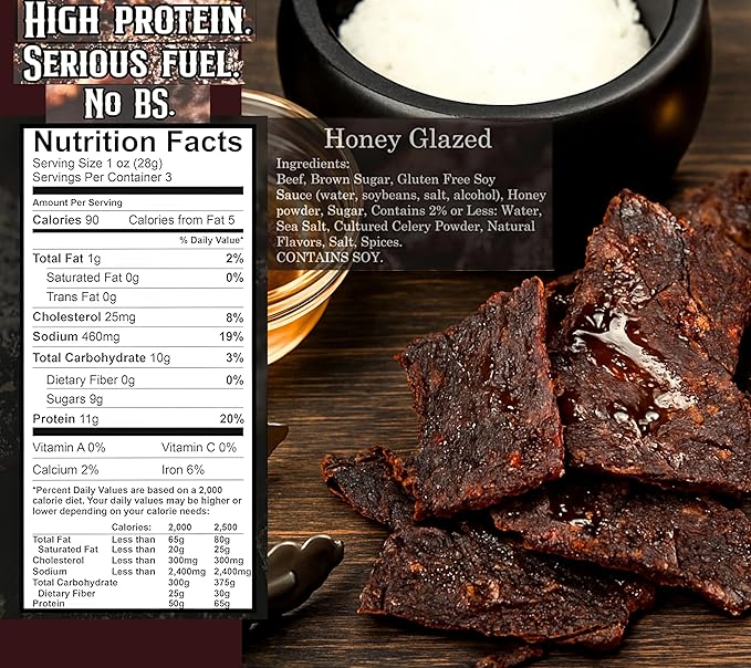 JailHouse Beef Jerky Honey Glaze | High-Protein Snacks for adults Gluten-Free Jerky Fuel for Active Lifestyles | Uncut Mob Taste | Your Poker Table Carnivore Snax | The Perfect Gourmet Gift for Men