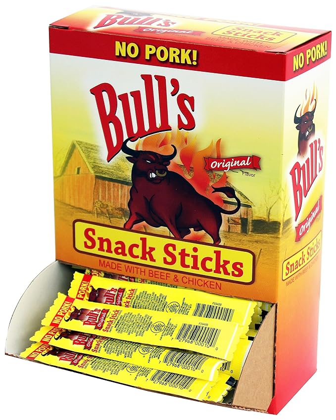Bull's Original 0.25oz Snack Sticks – 100 Count Box (Made with beef and chicken – no pork)