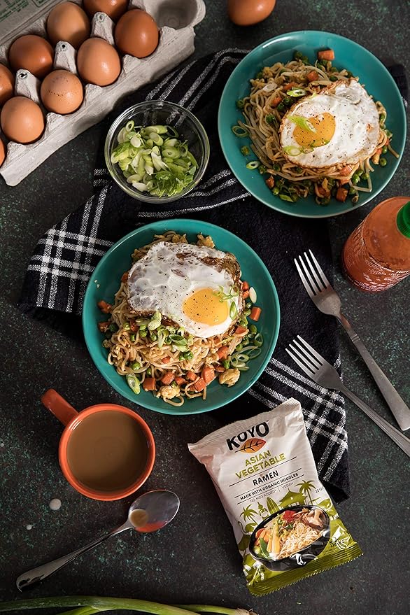 Koyo Ramen Soup Asian Vegetable Reduced Sodium Made With Organic Noodles No MSG No Preservatives Vegan 2.1 Ounce Per Package (12 Pack)