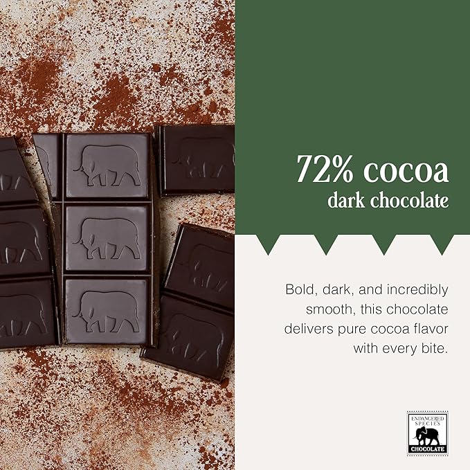 Endangered Species Chocolate Chimpanzee Natural Dark Chocolate (72%) 3-Ounce Bars (Pack of 12)