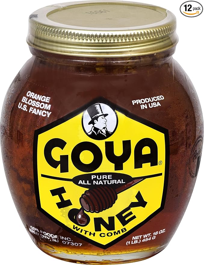 Goya Foods Pure Orange Blossom Honey with Comb All Natural 16 Ounce (Pack of 12)