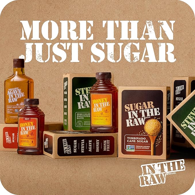 Agave In The Raw Organic Agave Nectar Sweetener Blue Agave Syrup No Erythritol Sugar Substitute for Coffee Baking Hot &amp Cold Drinks Natural Low Carb Vegan Gluten-Free 18.5oz Bottle (8 Pa