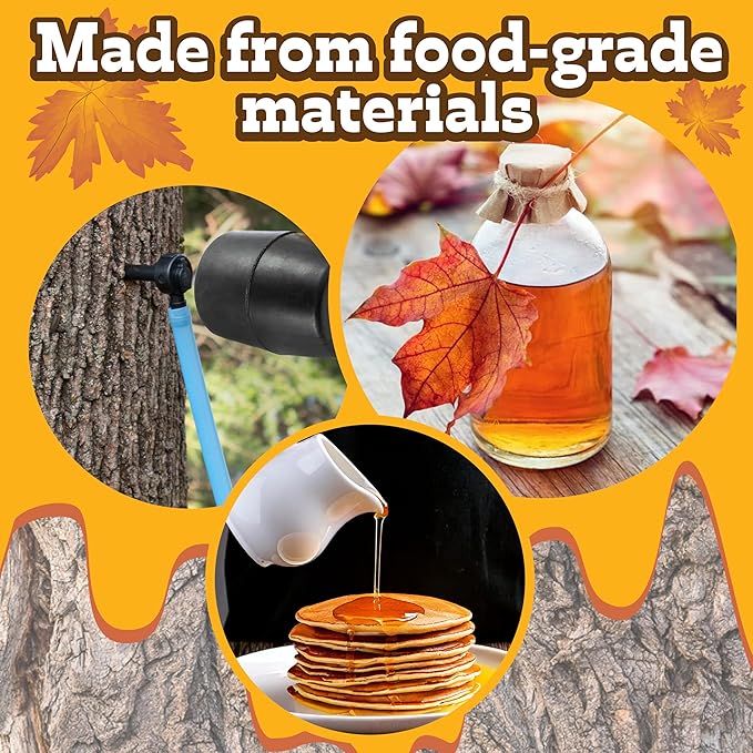Deluxe Maple Syrup Tree Tapping &amp Sugaring Starter Kit-10 Taps &amp 10 Extra Long Food-Grade Tubing Drop Lines- Complete Set for Experts or Beginners to Start Tapping Your Own Sap- Wont Harm Tree