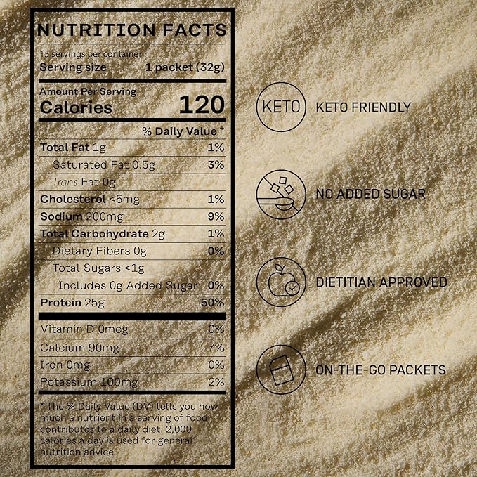 FACTOR FORM Whey Protein Powder | 100% Whey Isolate | 25g Protein &amp 6.3g BCAAs | Low Carb &amp Keto-Friendly | No Added Sugar (15 Packets Vanilla)