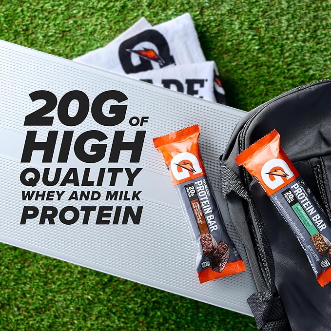 Gatorade Whey Protein Bars Mint Chocolate Crunch 2.8 oz bars (Pack of 12 20g of protein per bar)