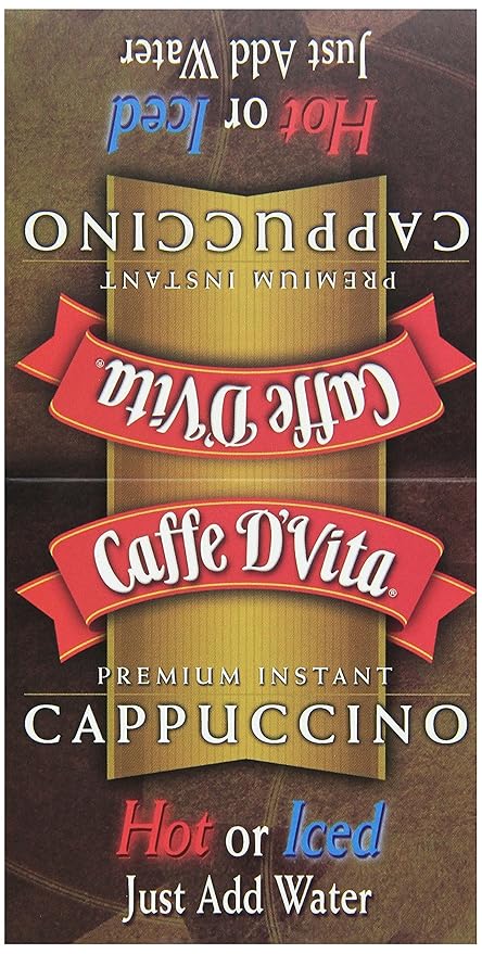 (24 Pack) Caffe D'Vita English Toffee Cappuccino Mix - Instant Cappuccino Mix Gluten Free No Cholesterol No Hydrogenated Oils 99% Caffeine Free Flavored Instant Coffee - 0.5 Oz Packets