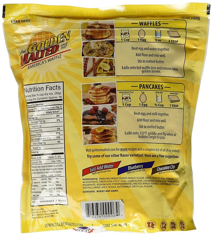 Golden Waffles Complete Waffles &amp Pancake Mix 32 oz (2 lbs) – Complete NON-GMO Baking Mix [Pack of 3]