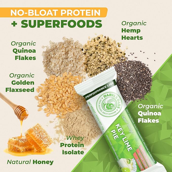 Daryl's Bars Key Lime Pie On the Go Whey Protein Bars Gluten Free Protein Snack Meal Replacement Pack of 2