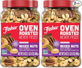 Fisher Oven Roasted Never Fried Mixed Nuts with Peanuts 24 Ounces (Pack of 2) Peanuts Almonds Cashews Pistachios Pecans Snacks for Adults Made With Sea Salt No Added Oils Artificial Ingredie