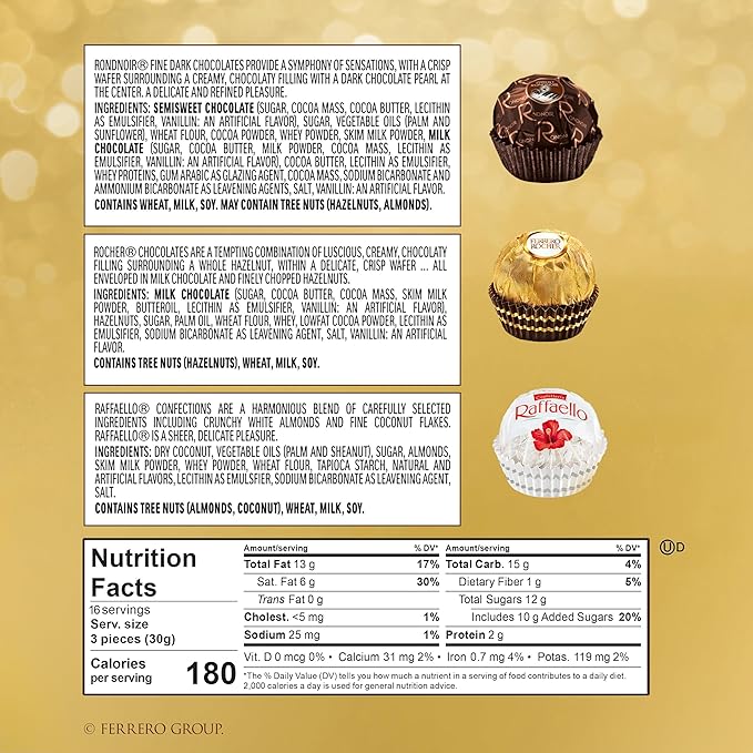 Ferrero Collection Premium Assorted Hazelnut Dark Chocolate and Coconut 48 Count Premium Treats 6.1 oz