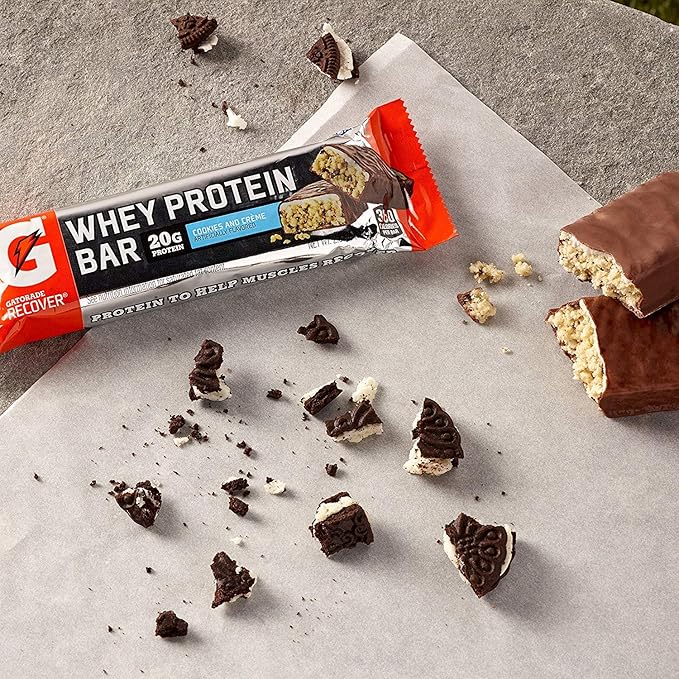 Gatorade Whey Protein Recover Bars Cookies &amp Crème 2.8 ounce bars (12 Count)