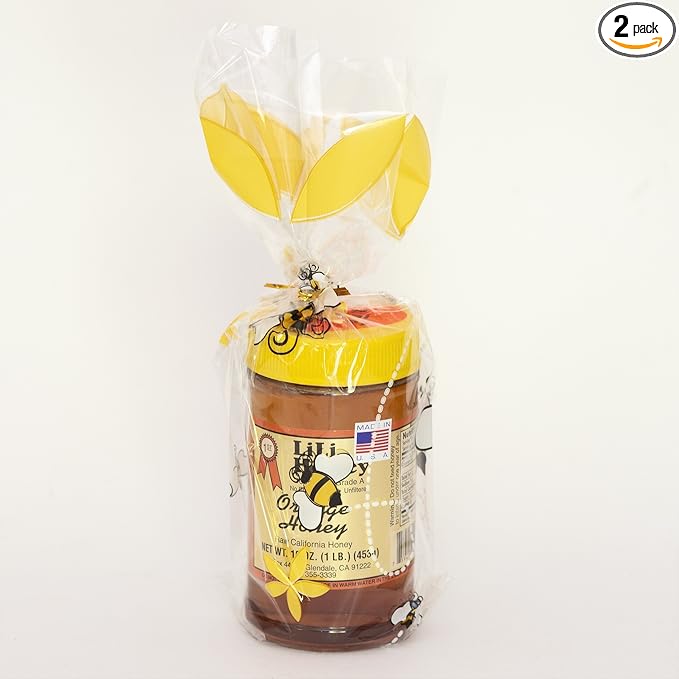 California Raw Orange Honey 12 Oz. Pure 100% Natural Unfiltered Gift Wrapped - Pack Of Two