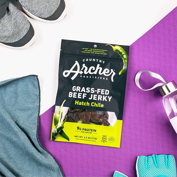 Country Archer Hatch Chili Beef Jerky 100% Grass-Fed Gluten Free 7 Ounce