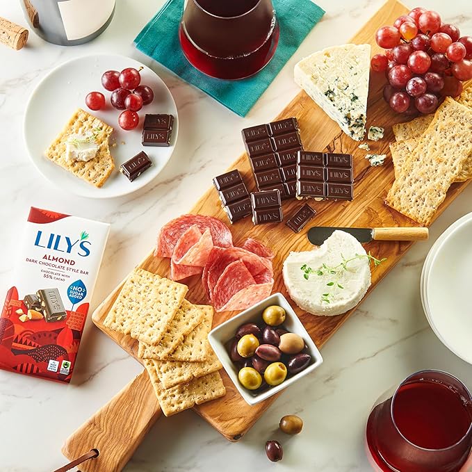 LILY'S Almond Dark Chocolate Style No Sugar Added Sweets Bars 3 oz (12 Count)