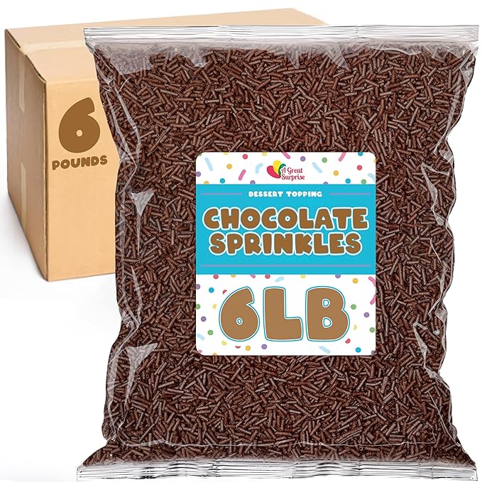 Chocolate Sprinkles - 6 Pounds - Chocolate Jimmies - Wholesale Ice Cream Sprinkles - Baking Cupcake Cookie Decorating - Dessert Toppings