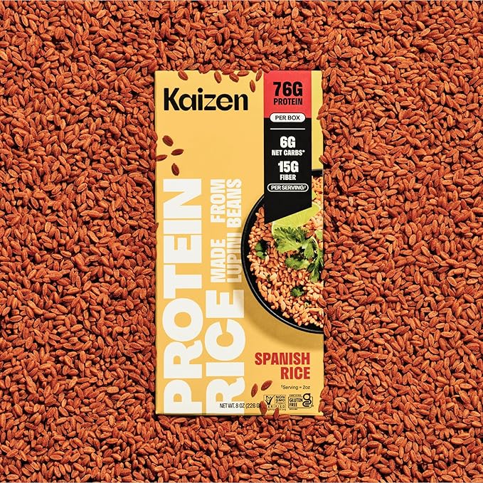 Kaizen Low Carb Keto Spanish Rice -High Protein (20g) Keto Friendly Gluten-Free Plant-Based Made with High Fiber Lupin Flour - 8 ounces (Pack of 3)