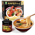 O’scallion Ramen Noodles Variety Pack (6 Servings 2 Flavors) + Vegan Crunchy Chili Oil (6.35 oz) | Quick Ramen Kit with Spicy Garlic Chili Crisp