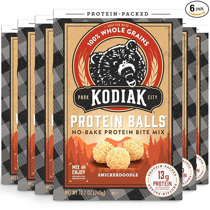 Kodiak Cakes Oatmeal Protein Ball Mix Snickerdoodle High Protein 100% Whole Grains (Pack of 6)