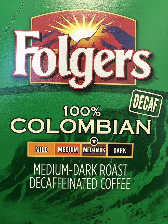 Folgers 100 Percent Colombian Decaffeinated Coffee Single Serve K-Cup Pods for Keurig Brewers 96 Count