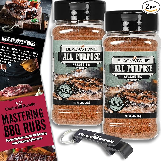 Blackstone All Purpose (AP) Seasoning – Gourmet Griddle Premium Barbecue Rub 2 Pk (14.6 oz) + BBQ Masters &amp Opener (4 Items)!
